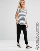 Asos Maternity Jersey Peg Pant With Draw Cord Waist - Black