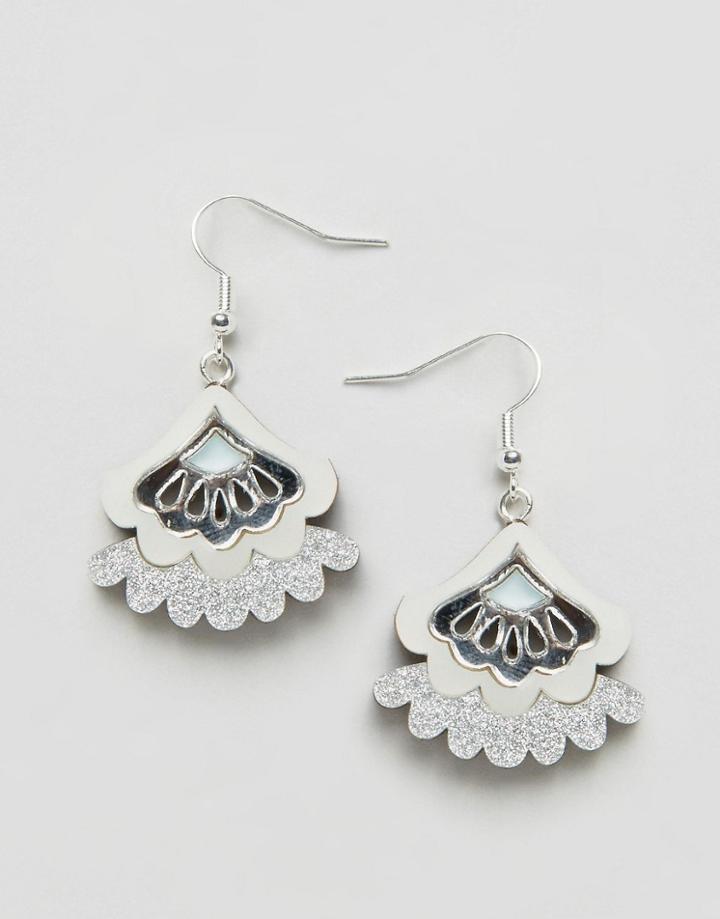 Wolf & Moon Bloom Statement Earrings - Blue
