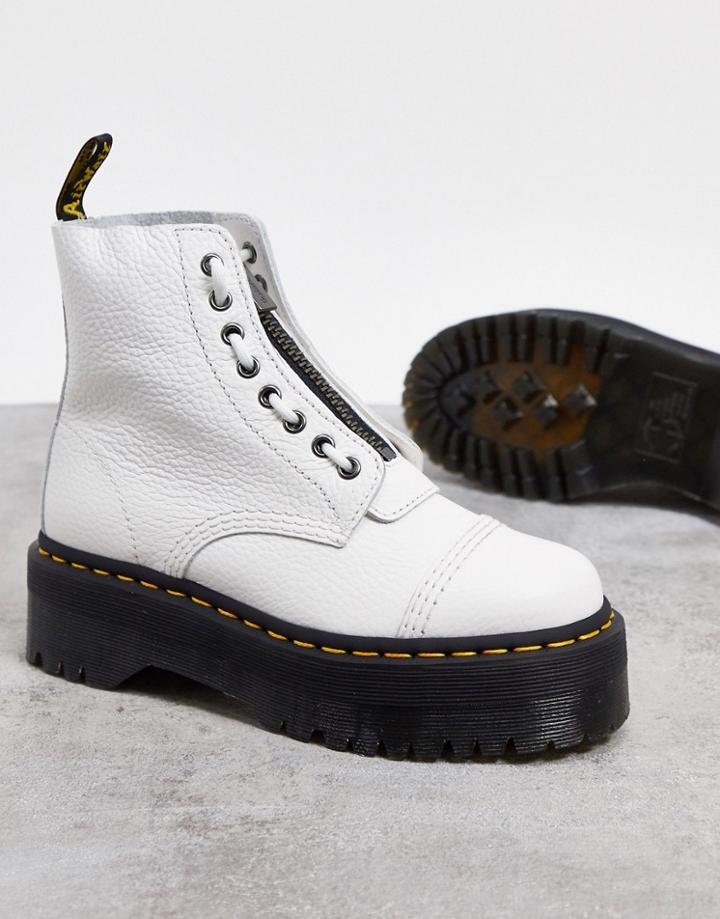 Dr Martens Sinclair Flatform Zip Leather Boots In White