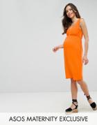 Asos Maternity Twist Strap Dress - Orange
