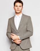 Selected Homme Dogtooth Wedding Suit Jacket With Stretch - Light Brown