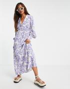 & Other Stories Floral Print Midi Dress In Light Blue