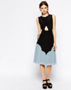 See By Chloe Sleeveless Silk Midi Dress With Cut Out Front And Color B