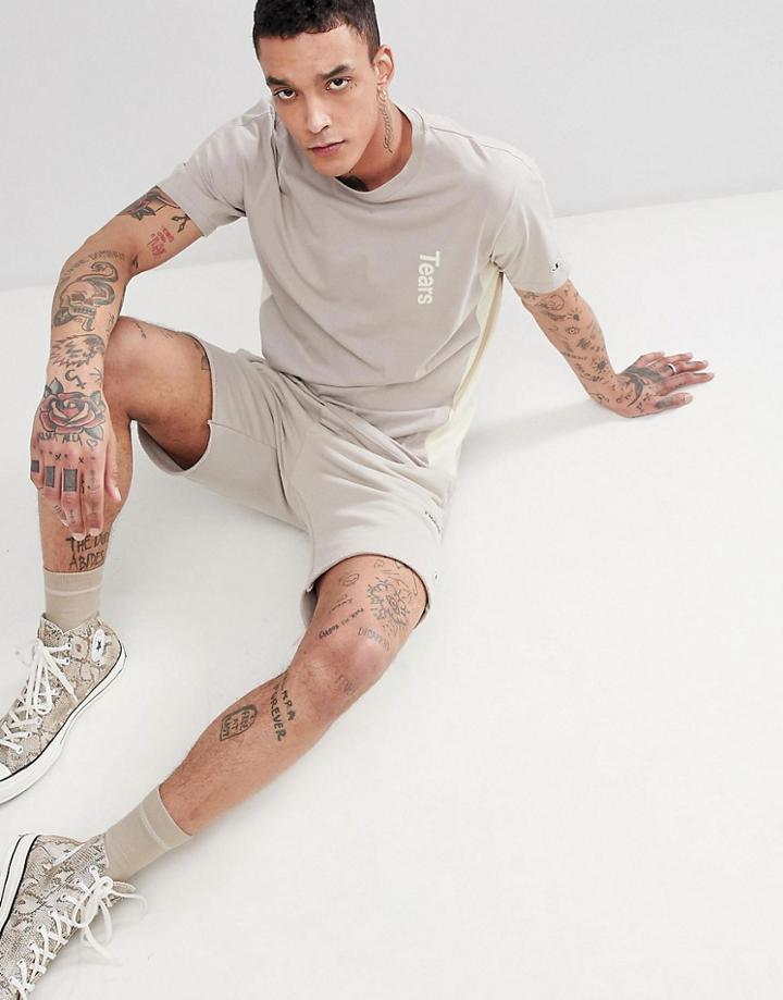 Champion X Wood Wood Sweat Tears T-shirt In Stone - Stone