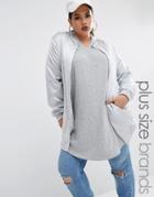 Missguided Plus Longline Zip Through Bomber Jacket - Silver