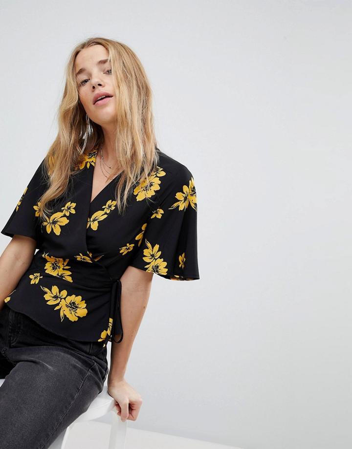 Miss Selfridge Floral Wrap Blouse - Multi