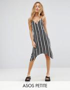 Asos Petite Stripe Button Through Sun Dress With Dipped Hem - Multi