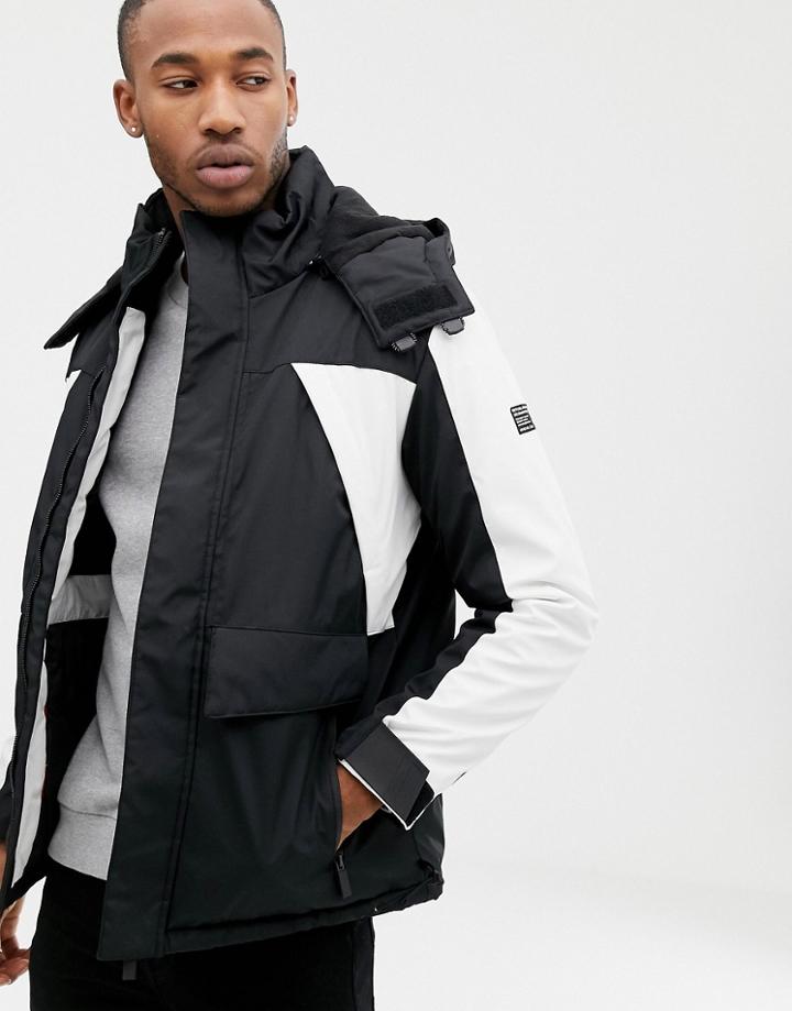 Bershka Ski Jacket In Black And White - Black