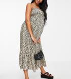 Asos Design Maternity Cami Midi Sundress With Pintucks In Animal Print-multi
