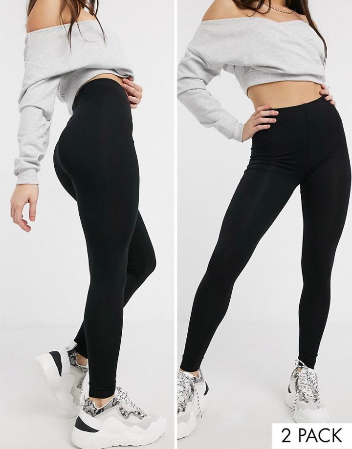 Asos Design 2 Pack Leggings In Black Save - Black