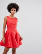 Chi Chi London Fit And Flare Mini Dress With Seam Detail - Red