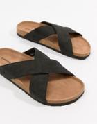 Dunlop Slide Sandals In Black - Black