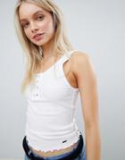 Hollister Hook And Eye Lace Up Tank - White