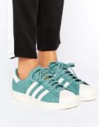 Adidas Originals Teal Embossed Snake Print Superstar Sneakers - Green