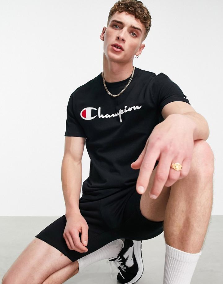Champion Large Script Logo T-shirt In Black