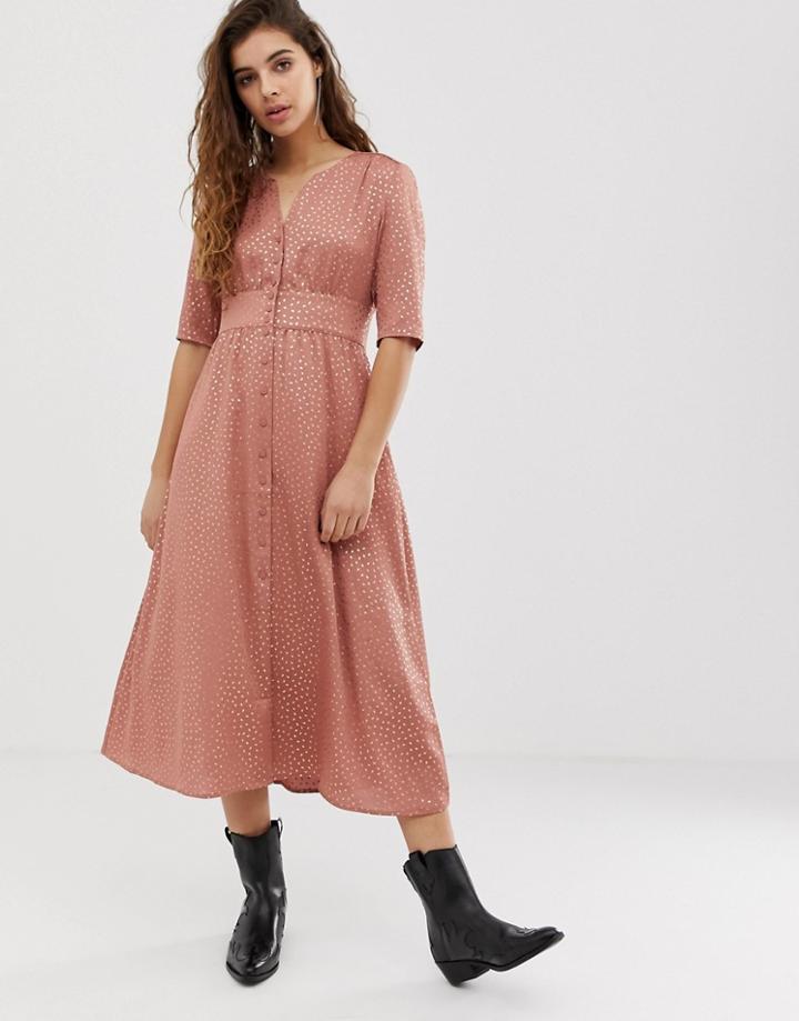 Ba & Sh Gala Button Down Midi Dress - Pink