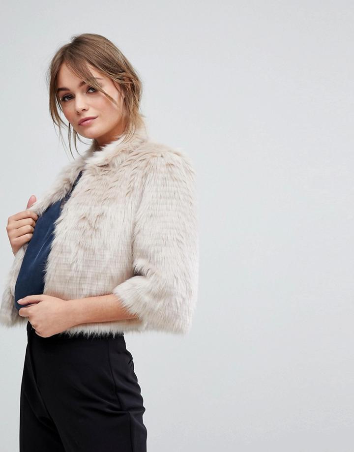 Coast Sadah Faux Fur Short Jacket - Beige