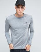 Emporio Armani Ea7 Long Sleeve Top With Chest Logo In Gray - Gray