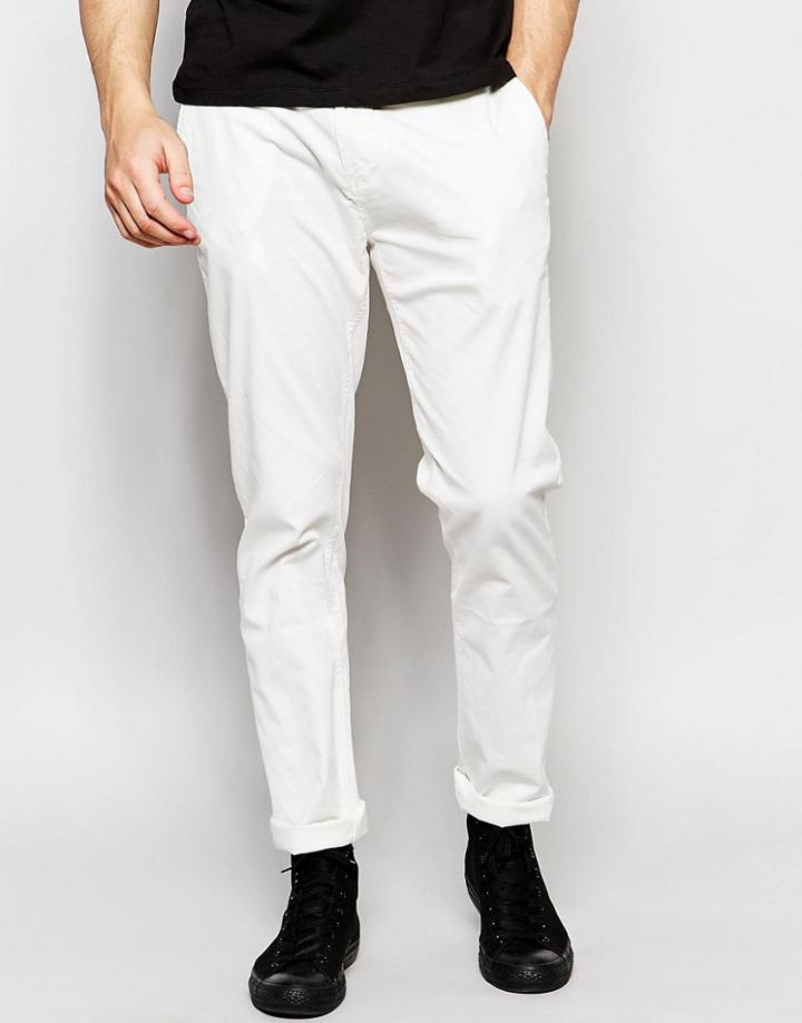Minimum Slim Chino In Stretch Cotton In White - 000 White
