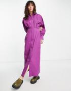 Object Maxi Shirt Dress In Purple