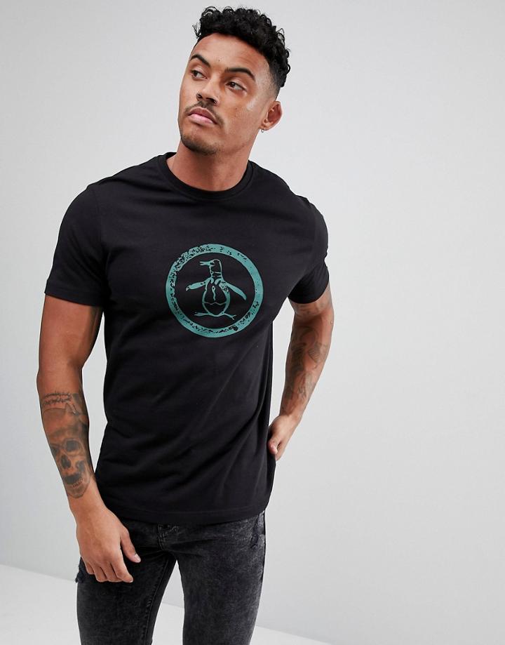 Original Penguin Distressed Logo T-shirt In Black - Black
