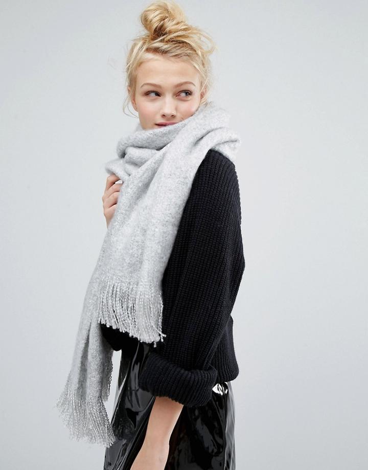 Monki Oversized Tassel Scarf - Gray