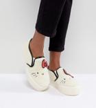 Hello Kitty X Asos Borg Sneakers With Embroidery Detail - Beige
