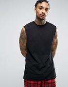 Asos Longline Sleeveless T-shirt With Dropped Armhole - Black