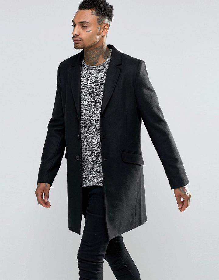 Troy Wool Blend Coat - Black
