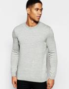 Asos Crew Neck Sweater In Cotton - Khaki Twist
