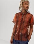 Asos Design Regular Fit Sheer Paisley Shirt-brown