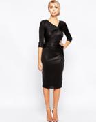 City Goddess Metallic Midi Dress With Knot Detail - Black