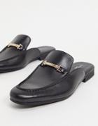 Silver Street Leather Metal Bar Mules In Black