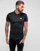 Good For Nothing Polo T-shirt In Black With Half Zip - Black