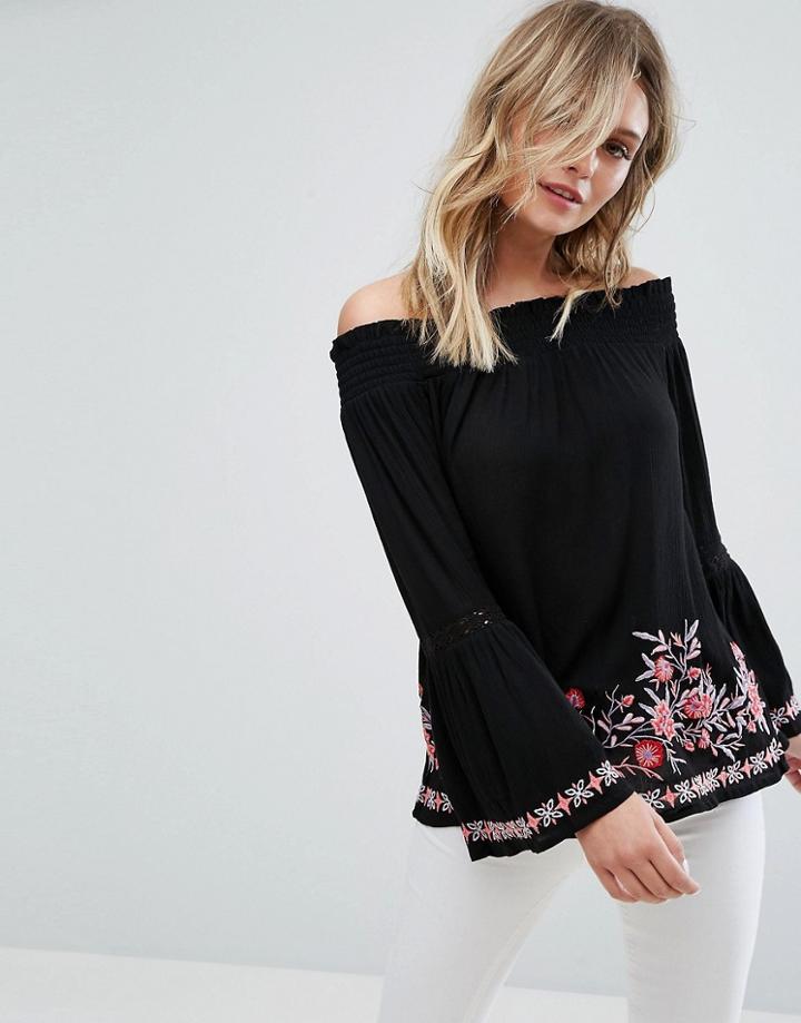 Miss Selfridge Embroidered Bardot Top - Multi