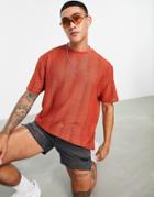 Asos Design Relaxed T-shirt In Burnt Orange Texture