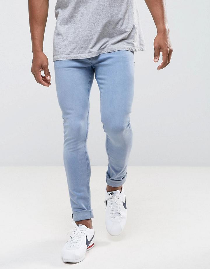 Mango Man Skinny Jeans In Light Wash - Blue