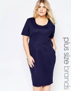 Goddiva Plus Dress With Zip Detail - Navy