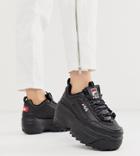 Fila Disruptor Ii Platform Wedge Sneakers In Black Exclusive To Asos - Black