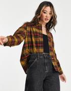 Fred Perry Tartan Shirt In Dark Caramel-brown