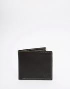 Fred Perry Geometric Billfold Leather Wallet With Coin Pocket - Black