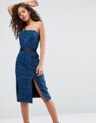Asos Tall Bandeau Midi Dress With Contrast Lining - Multi