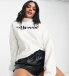 Ellesse High Neck Sweatshirt With Leopard Logo In White-black