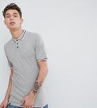 Le Breve Tall Tipping Slim Fit Polo Shirt - Gray