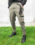 Bershka Cargo Pants With Black Trim Detail In Khaki-green