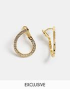 Asos Design Premium Gold Plated Earrings In Loop Design With Swarovski Crystals