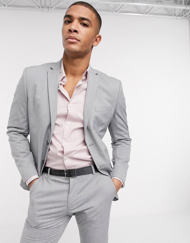 Selected Homme Suit Jacket With Stretch In Slim Fit Light Gray-grey