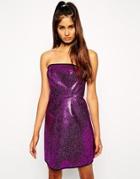 Asos Glitter Bandeau Dress - Purple