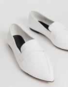 Asos Design Limber Pointed Loafer Ballet Flats - White