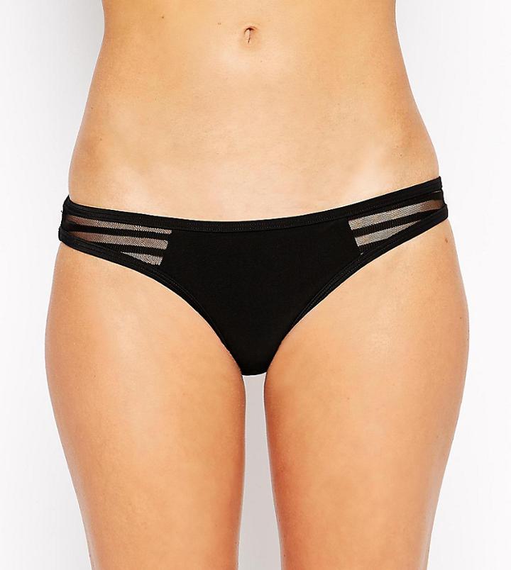 Wolf And Whistle Mesh Brazilian Bikini Bottom - Black